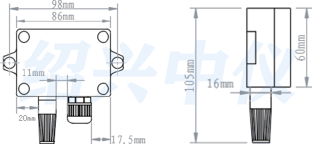 溫濕度變送器安裝外形說明圖