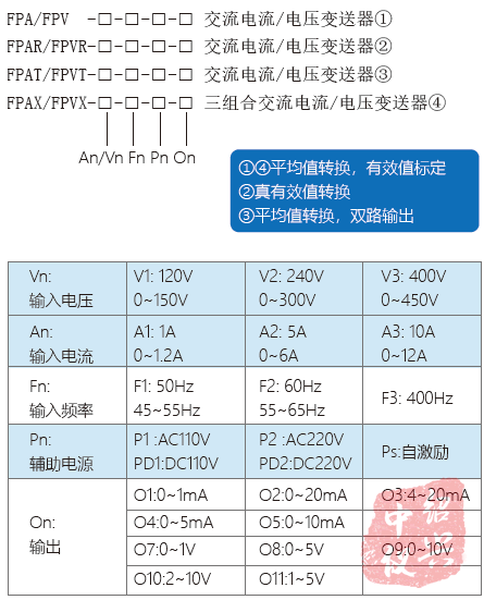 FPA電流變送器選型
